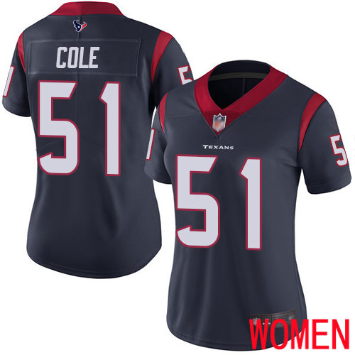 Houston Texans Limited Navy Blue Women Dylan Cole Home Jersey NFL Football #51 Vapor Untouchable